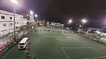 Donations made at a football pitch in one of Rio de Janeiro’s favelas
