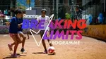 Three children playing football. The text overlaid on the image reads: ‘Rexona Breaking Limits Programme’.