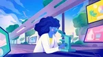 mulher olhando no microscópio